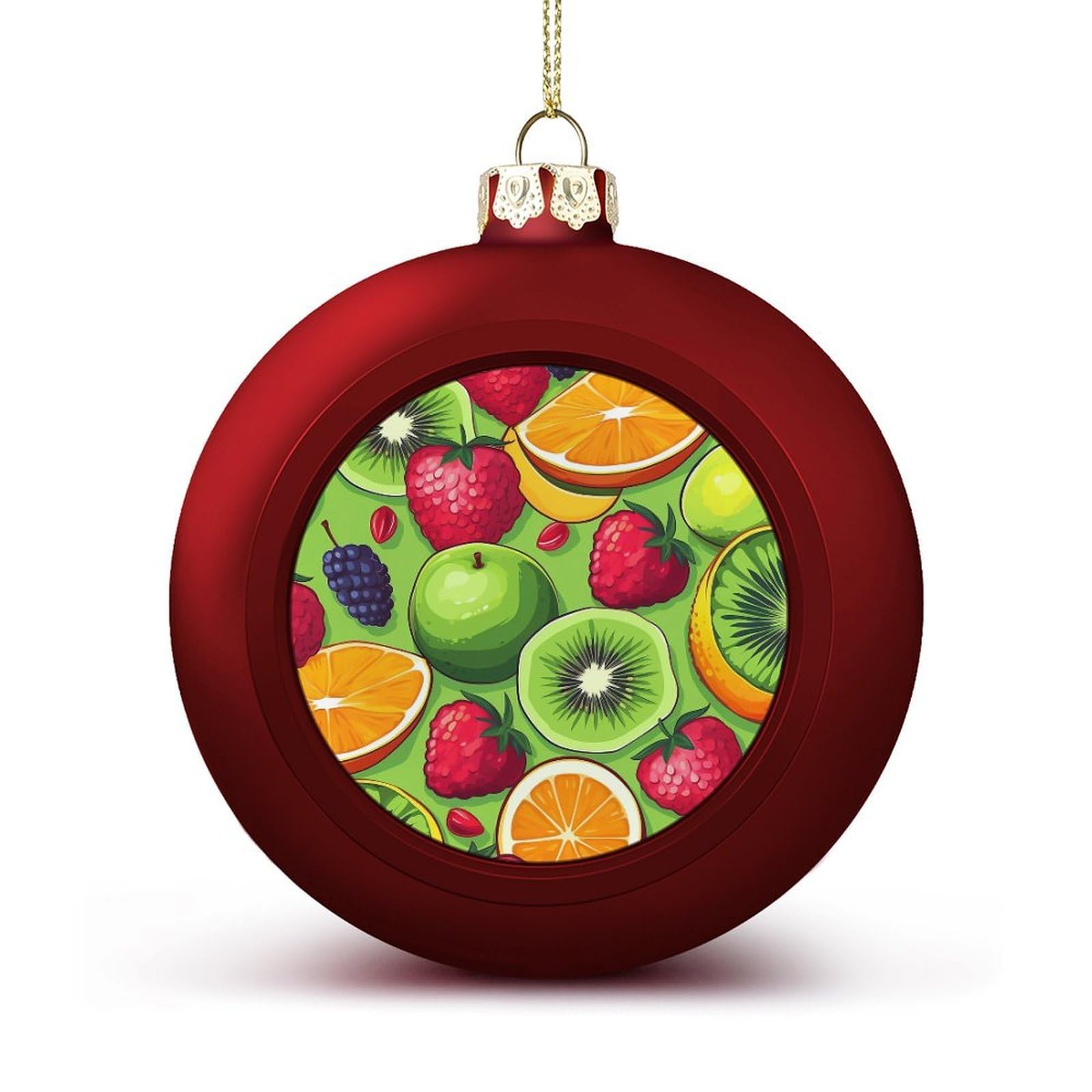 Various Fruits Christmas Balls Ornaments for Xmas Christmas Tree 1.6" Hanging Shatterproof Xmas Balls Hanging Decor Pendants for Holiday Party Outdoor Indoor DIY Craft Supplies