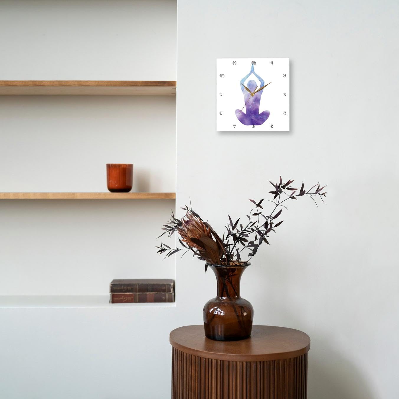 3dRose - Reloj de Pared con meditación, diseño de Buda de Yoga, Color Morado, 25,4 x 25,4 cm (DPP_254264_1)
