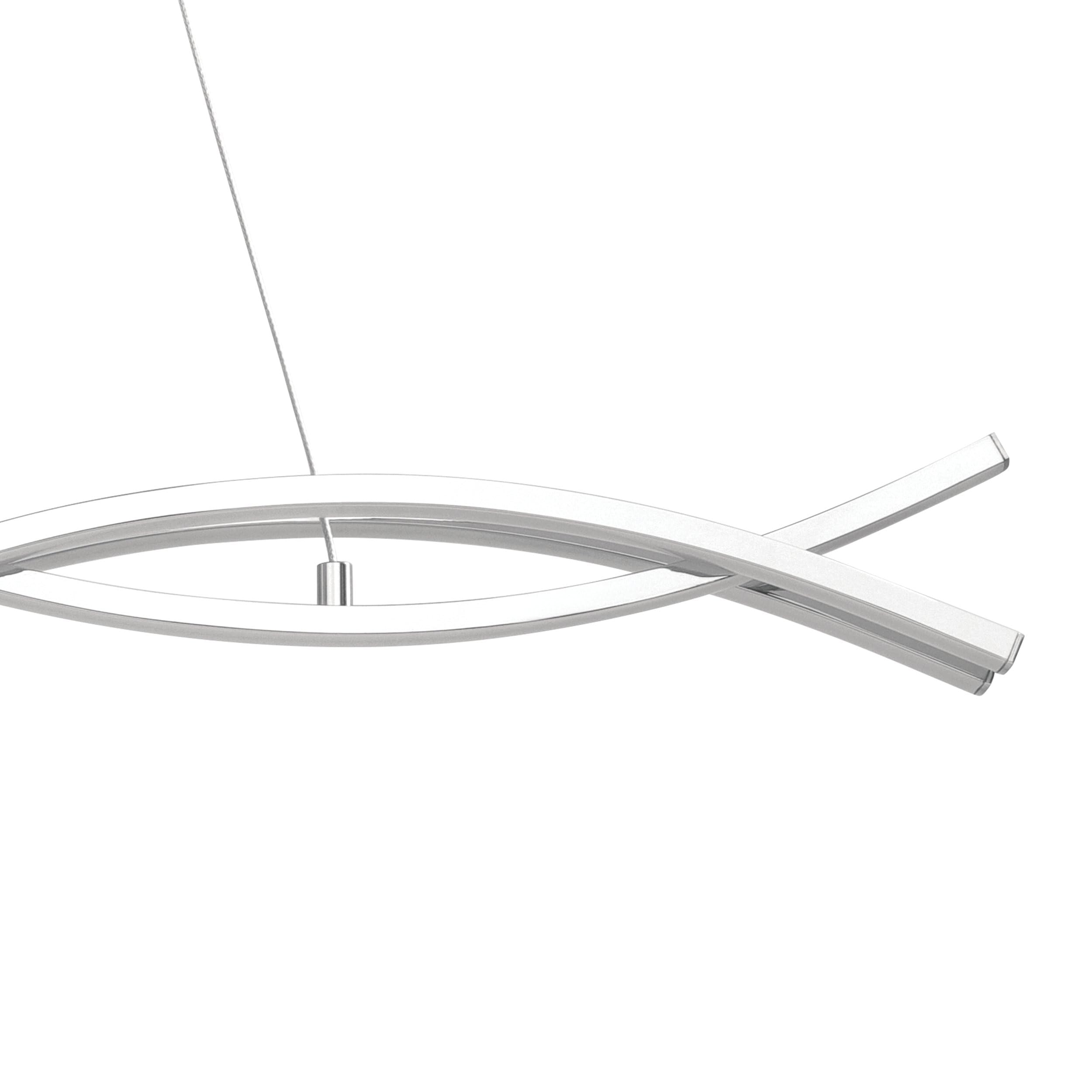 Eglo Lámpara colgante LED Lasana 2, lámpara de techo de 3 luces, colgante | de aluminio, acero y plástico, color cromo y blanco, longitud 100 cm
