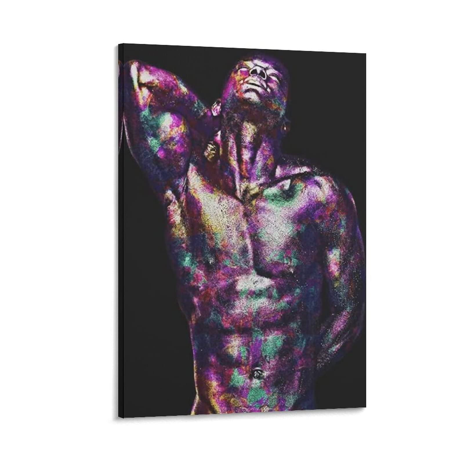Black Gay Man Body Art Poster African American Muscle Boy Wall Art Canvas Art Poster Wall Art Picture Print Modern Family Bedroom Decor 24x36inch(60x90cm) Frame-Style