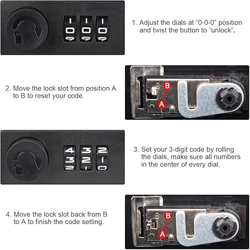 Miniatura 7 de KYODOLED Caja de dinero con cerradura de combinación, caja de metal segura para dinero, caja de almacenamiento con bandeja de dinero, 7.87 x 6.30 x