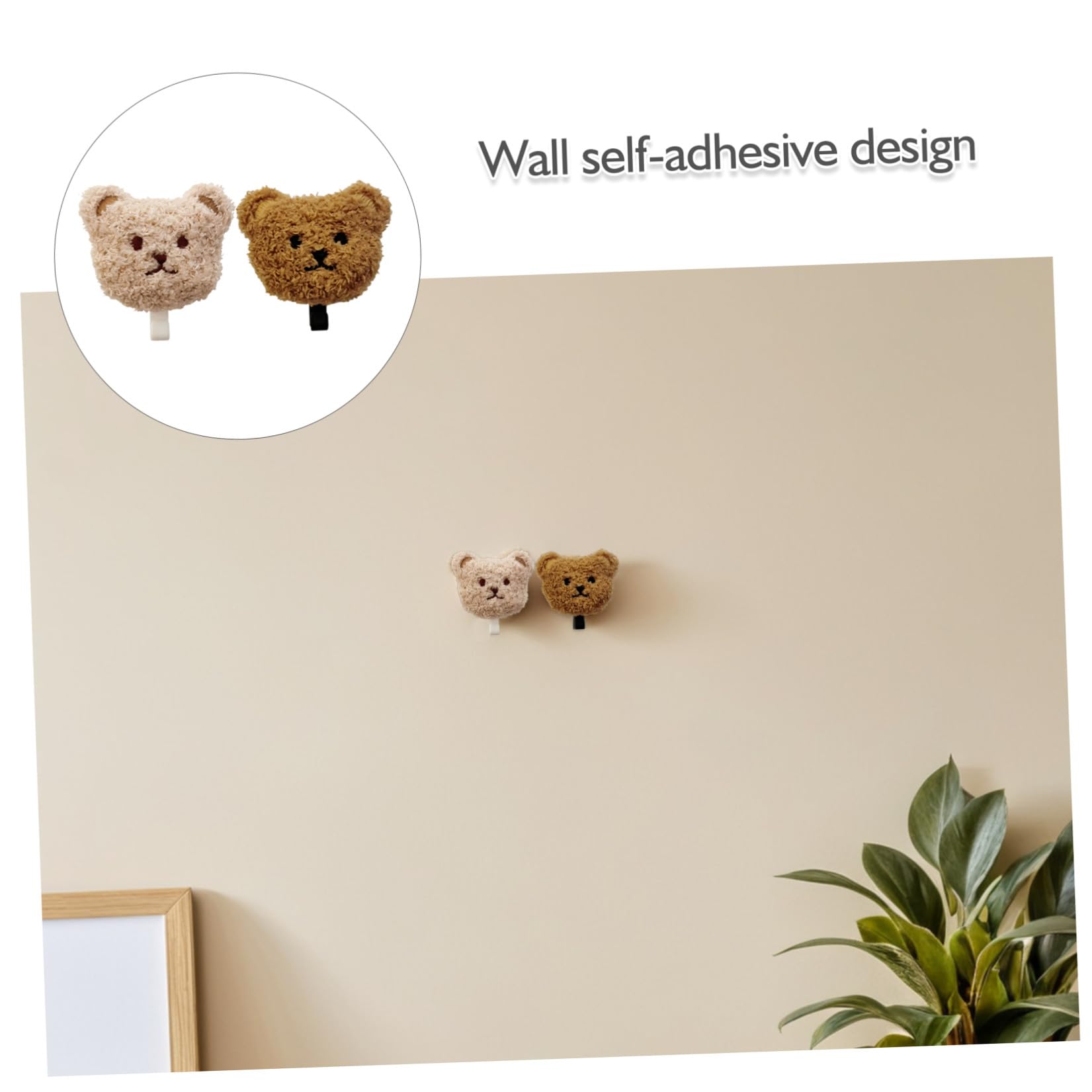 ULTECHNOVO 2 Ganci a Muro Orso in Peluche, Adesivi, Facili da Usare, per Chiavi e Cappelli, Decorazione Carina per Viaggio e Casa