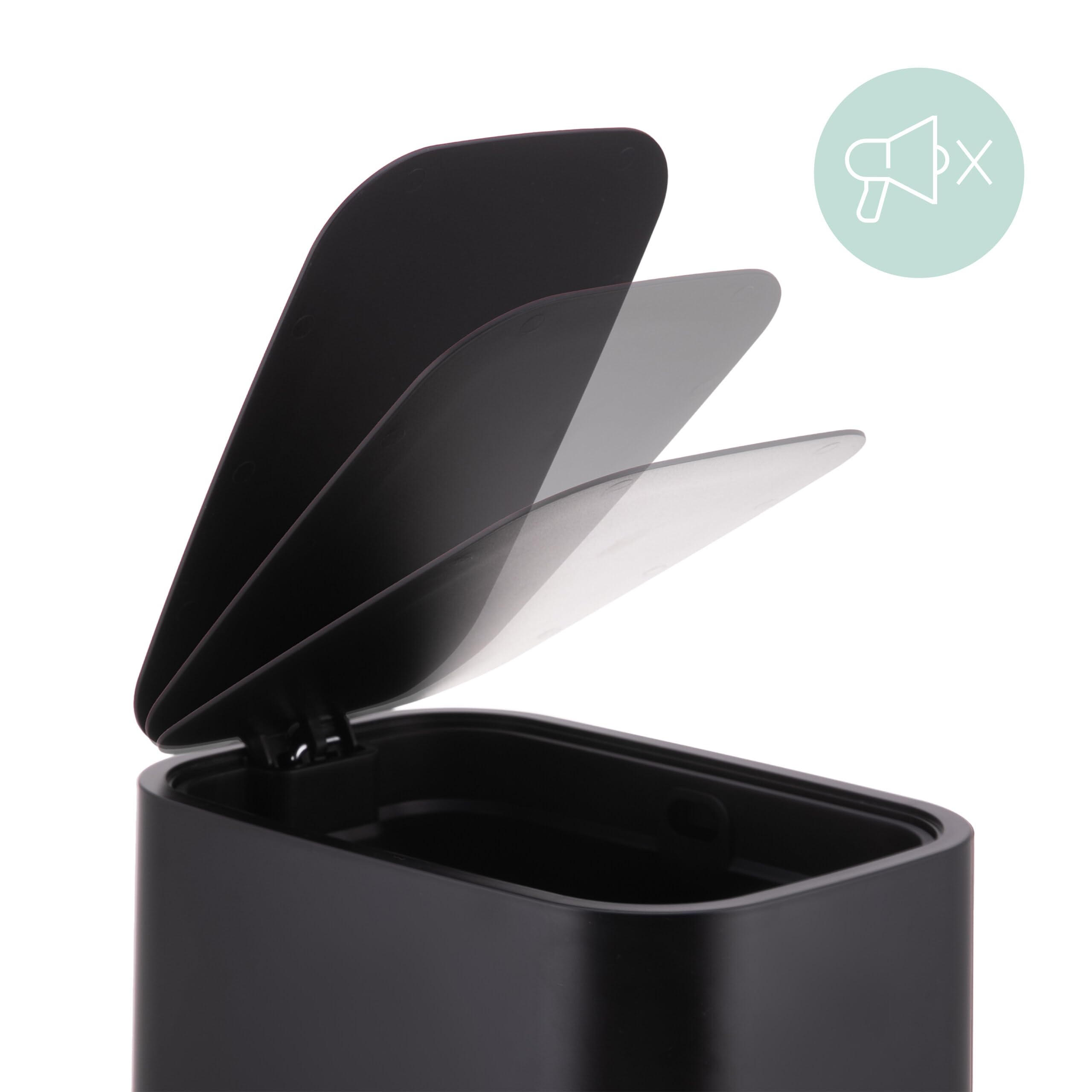 Relaxdays Cestino Relaxdays, 7 L, Chiusura Soft, Secchio Interno Rimovibile, plastica Opaca, a Pedale, Nero, 30x18x28 cm