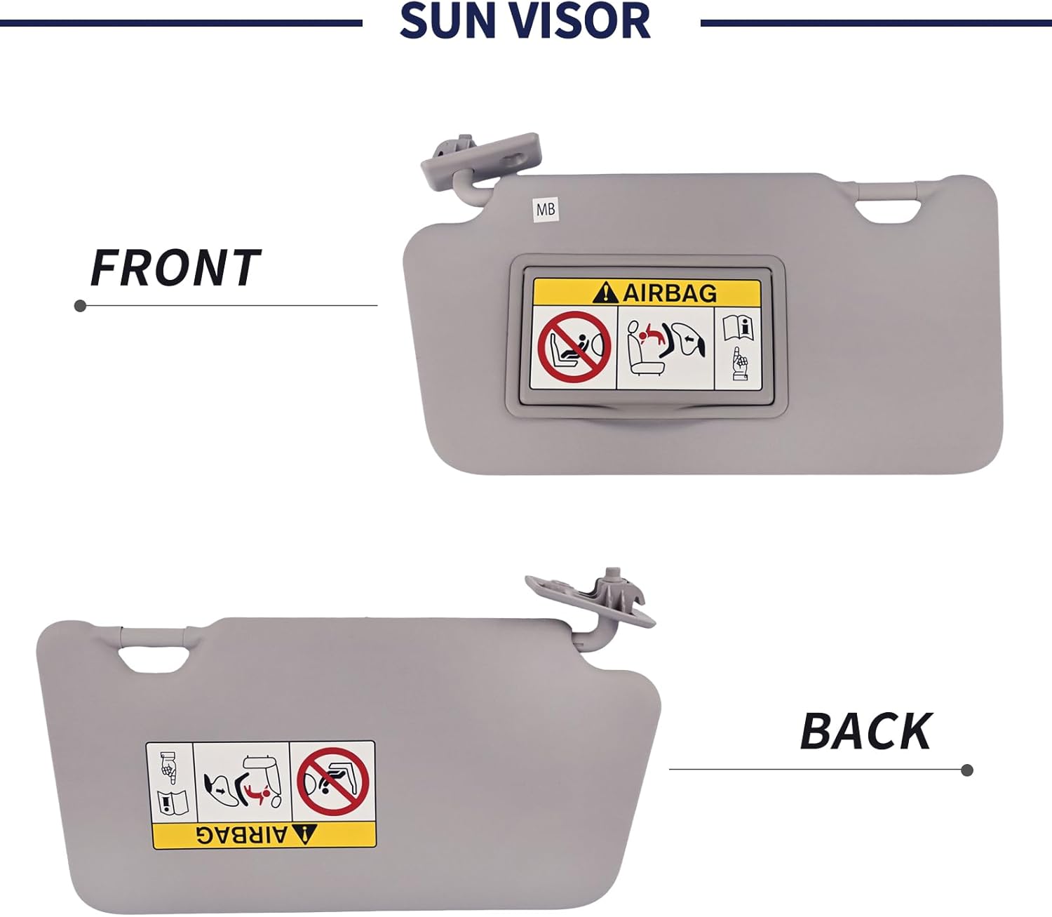 Driver Side Sun Visor Fit for Nissan Versa 2013 2014 2015 2016 2017 2018 2019 Replace 96401-3WC0A Front Left | Sun Protection Shade | Makeup Mirror | Gray