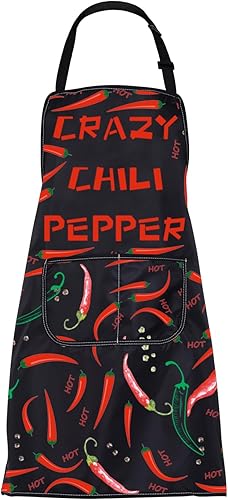 CMNIM Delantales de chili Chili Chef Delantal Chile Cocina, Jardinería Delantales con Bolsillos Chili Peppers Regalos para Amantes