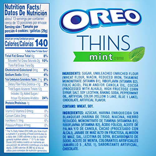 Oreo Thins Mint Flavored Creme Chocolate Sandwich Cookies, 12 - 10.1 Oz Packs #TOP6
