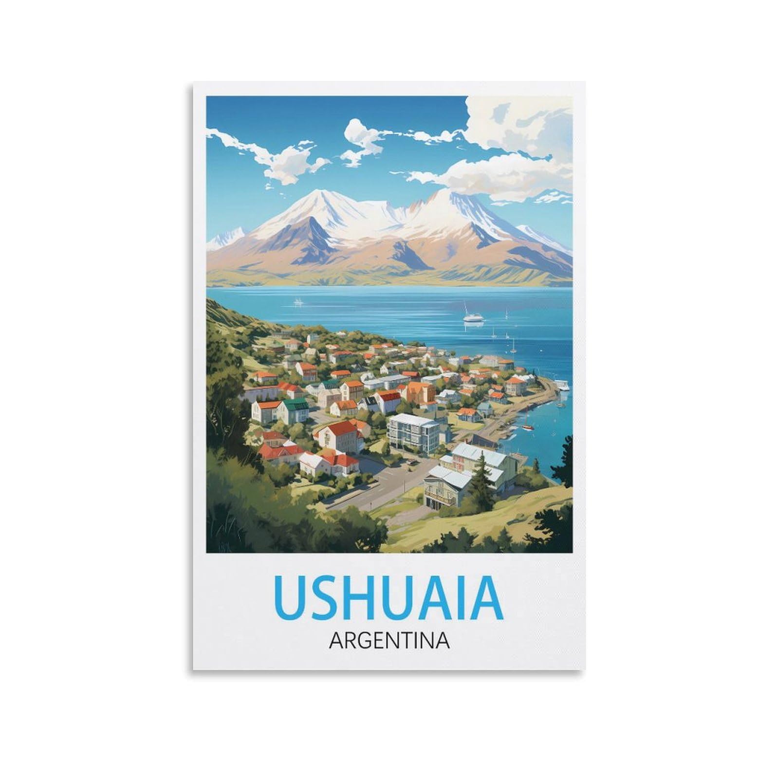 Lhjoiun Unframe-Style Ushuaia Argentina Vintage Travel Poster 12X18inch(30X45cm) Art Canvas Print For Living Room Bedroom Home Decoration Modern Art