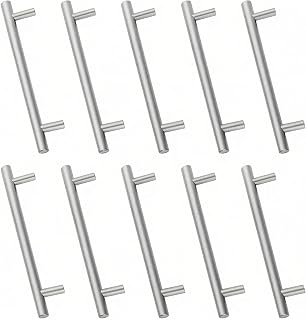 Drenky 10 Pieces Silver Stainless Steel Door Knobs Furniture Handle with Screw for Drawer Cabinet Furniture Kitchen Hole Distance 192mm