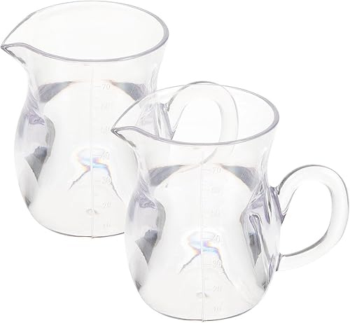 Kichvoe Juego de 2 decantadores de vino acrílicos dispensador de licor con asa, jarra pequeña individual para crema, vertedor de leche, taza de