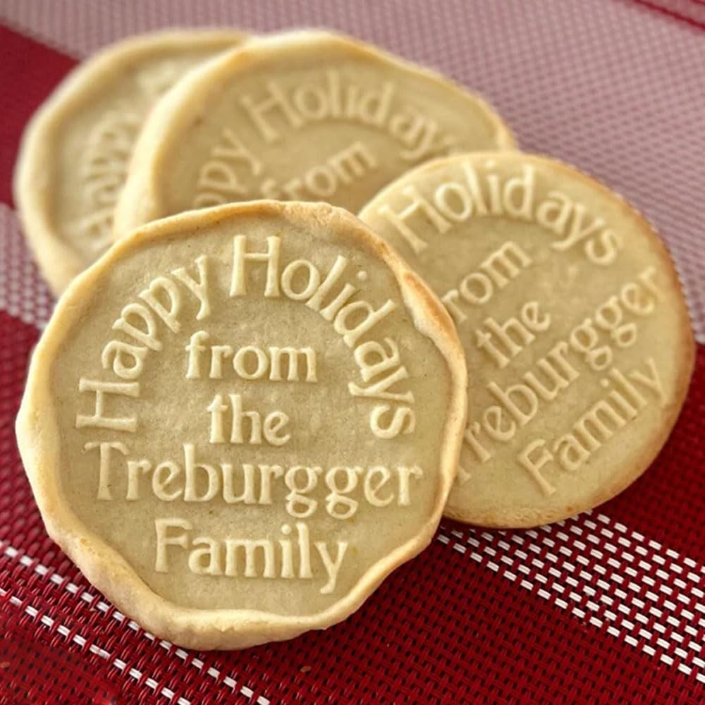 Happy Holidays Cookie Stamp - Christmas Stamp - Family Name Stamp - Holiday Baking Gift - Cookie Stamp and Cookie Cutter - Universal Gift