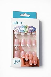 اظافر فرنسية قصيرة مربعة بلون زهري نود - 12 قطعة في كل عبوة