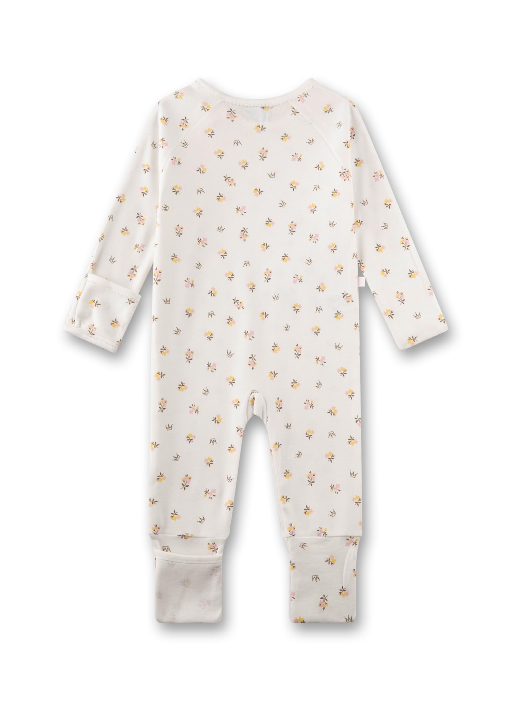Sanetta Baby-Strampler beige Blumen | Praktischer und bequemer Strampler aus 100% Bio-Baumwolle für Mädchen.
