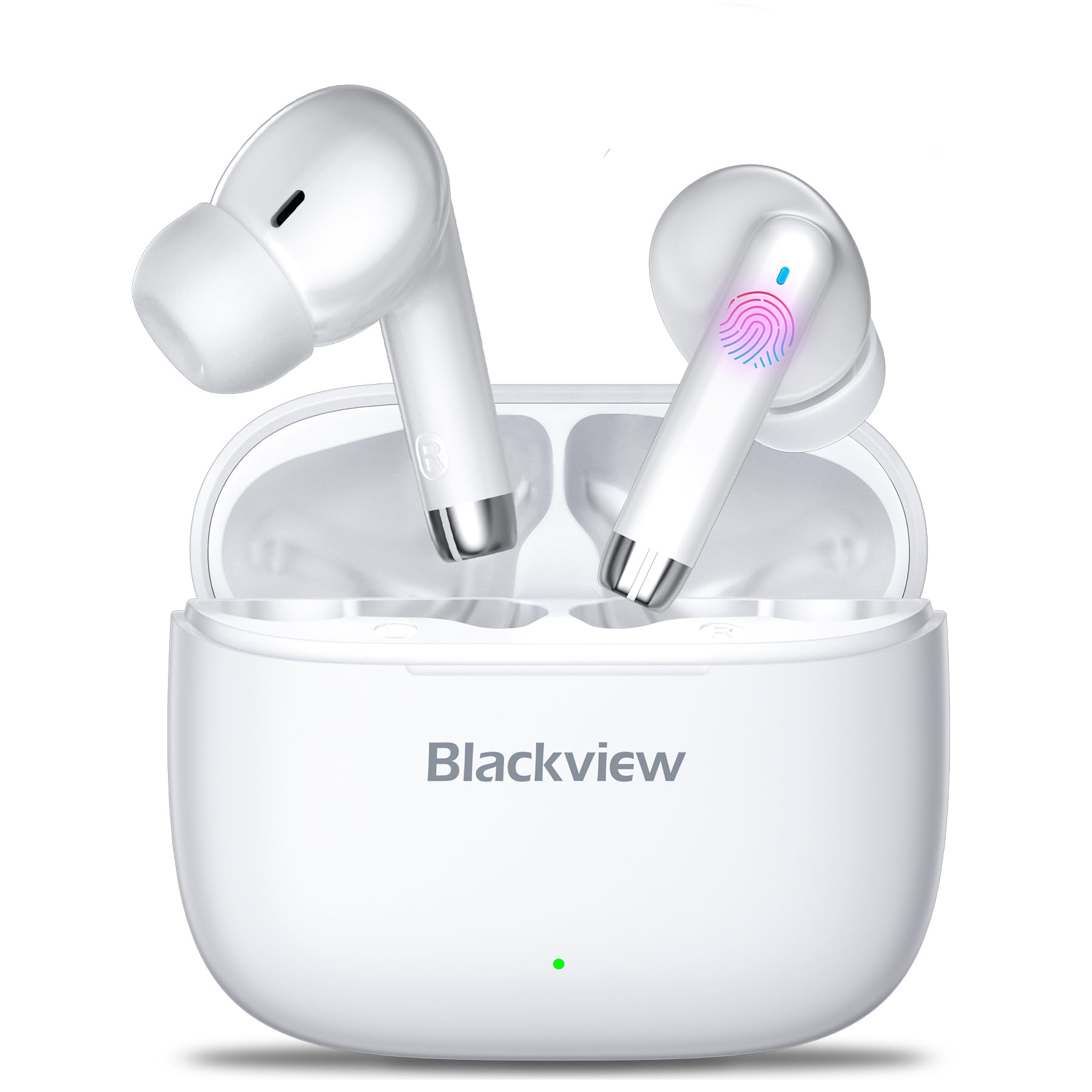 Blackview Wireless Earbuds, Airbuds 4 Bluetooth Headphones HiFi Stereo Earbuds with Replaceable Eartip, Bluetooth 5.3 Earphones with Mic, 36H Playtime - White