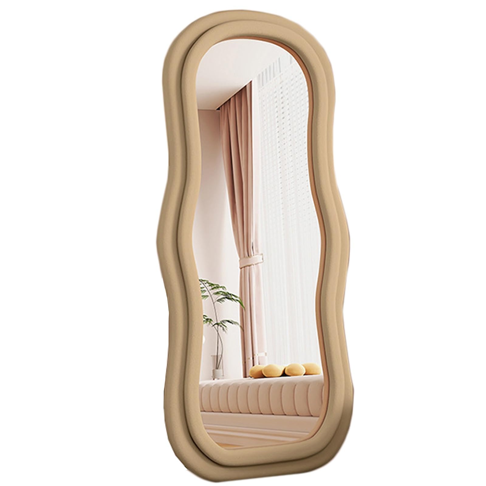 FGXHHS Mirrors Makeup Mirror Shower with Stand for Bathroom Farmhouse Entryway Hallway Bathroom(Latte,70x170 cm)