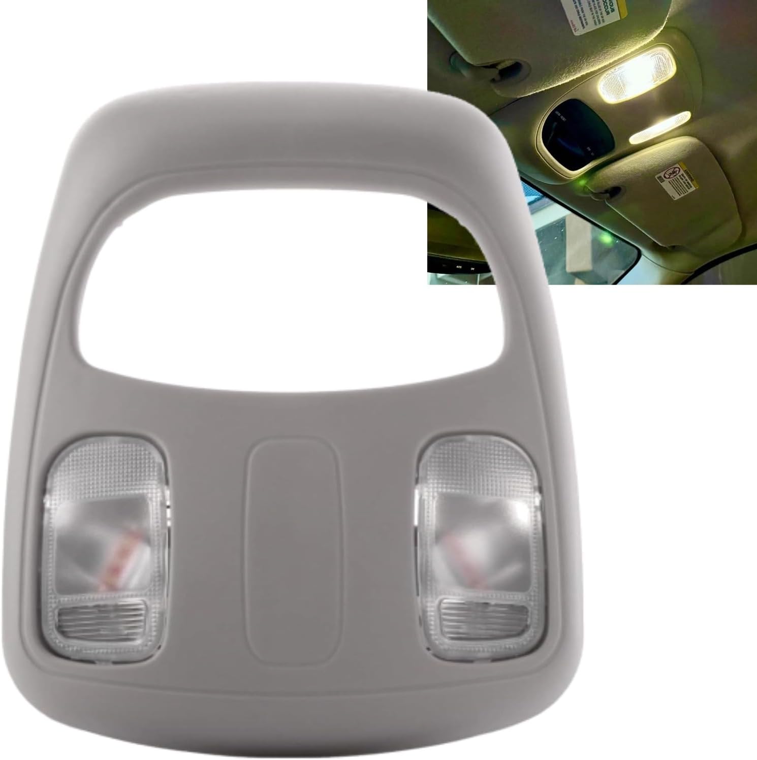 Overhead Console Dome Light LED Map Reading Light Lamp Assembly, Compatible with Dodge Ram 1500 2500 3500 4500 5500 Overhead Console 2002-2010 Replaces# 1DK78BD1AA 1DK78TL2AA 56049706AD/AF