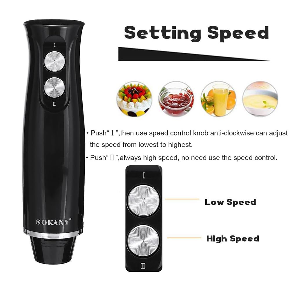 Mingzhe Zanurzeniowy Blender Ręczny 4 W 1 500 W 2 Prędkości Blender Sztyfcie ze Stali Nierdzewnej z trzepaczką do Jajek Rozdrabniacz Miska Miarka do Miksowania Zup Koktajle Żywność dla
