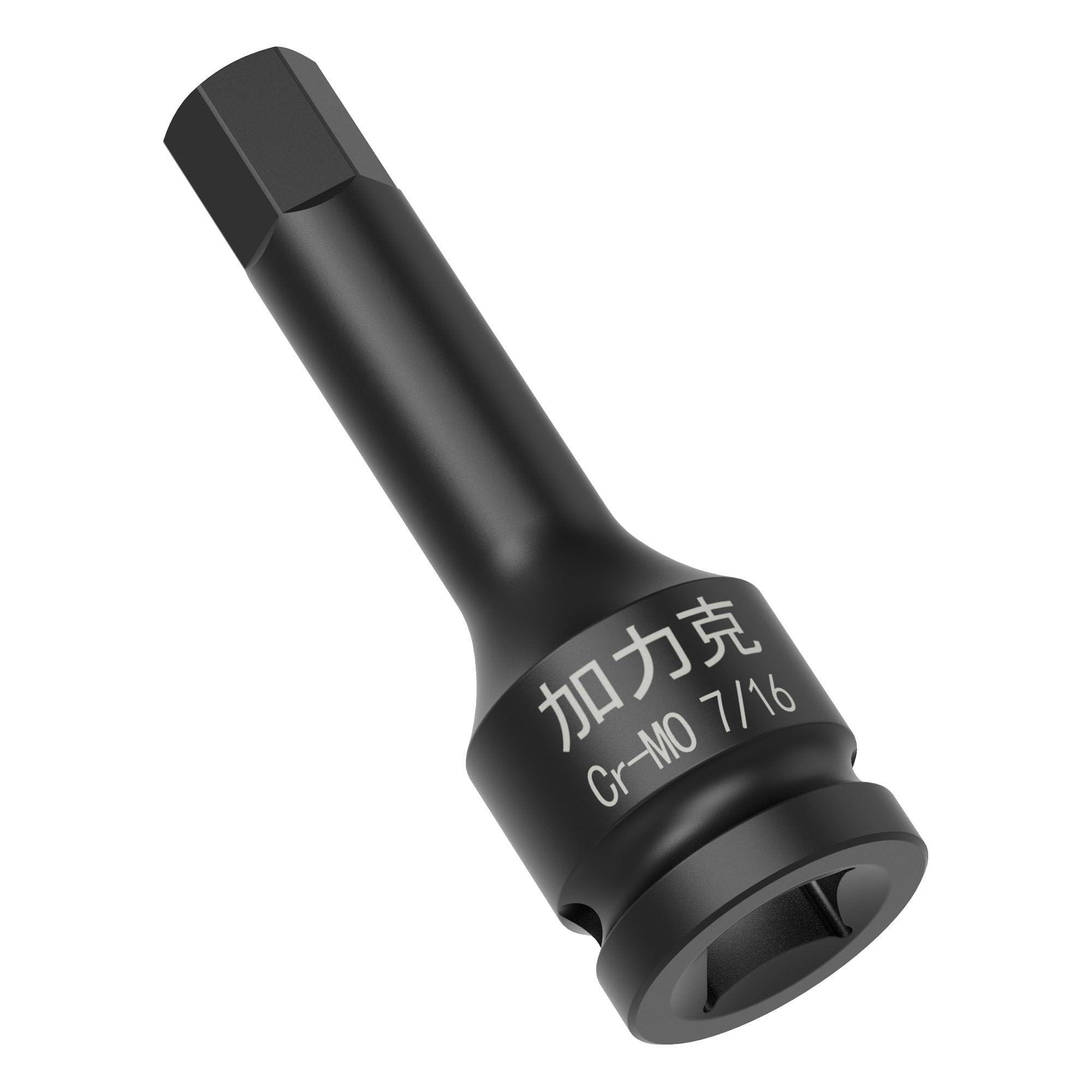 FOCMKEAS 1/2" Square Drive 7/16" Impact Hex Bit Socket, 78mm(3.07") Length, Hex Driver, Impact Grade, One-Piece Construction