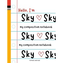 Composition Notebook for Kids | Name Notebook 100 Pages, Wide Ruled, 7.5 x9.75 Back to School Notebook Back to school supplies Sky Notebook