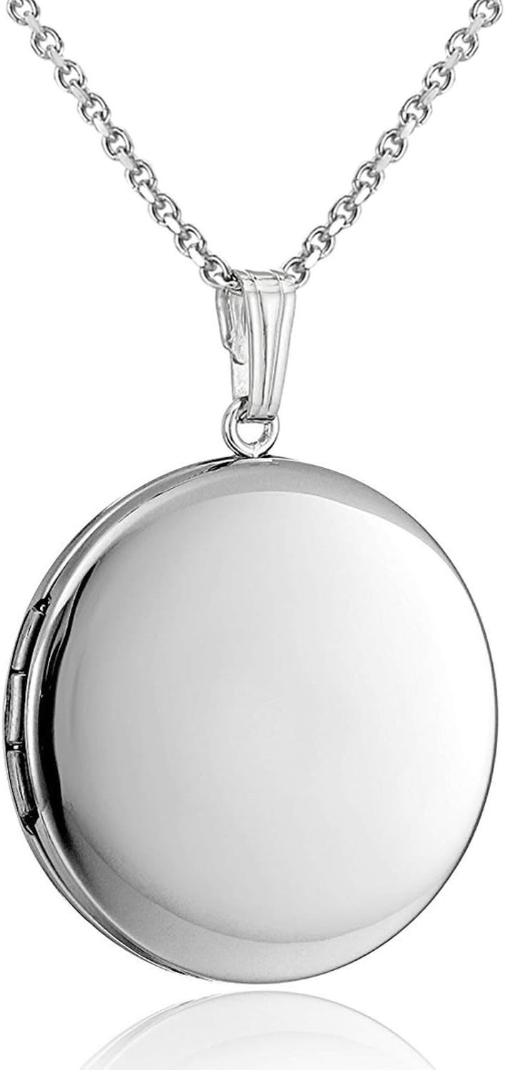 Round Locket Necklace that Holds Pictures Heart Circle Shape Lockets Gift for Jewelry