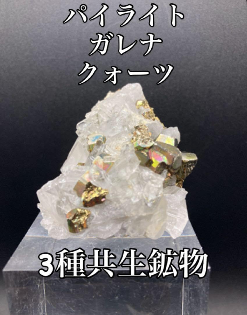 パイライト ガレナ クォーツ 3種共生鉱物 天然石 パワーストーン
