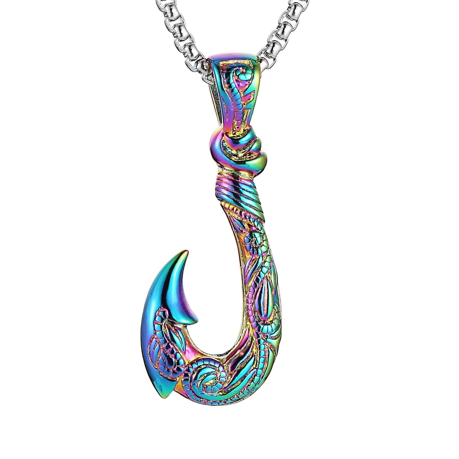 STWTR Hawaiian stainless steel fishhook pendant necklace Moana Fishhook Viking necklace Father husband boyfriend gift