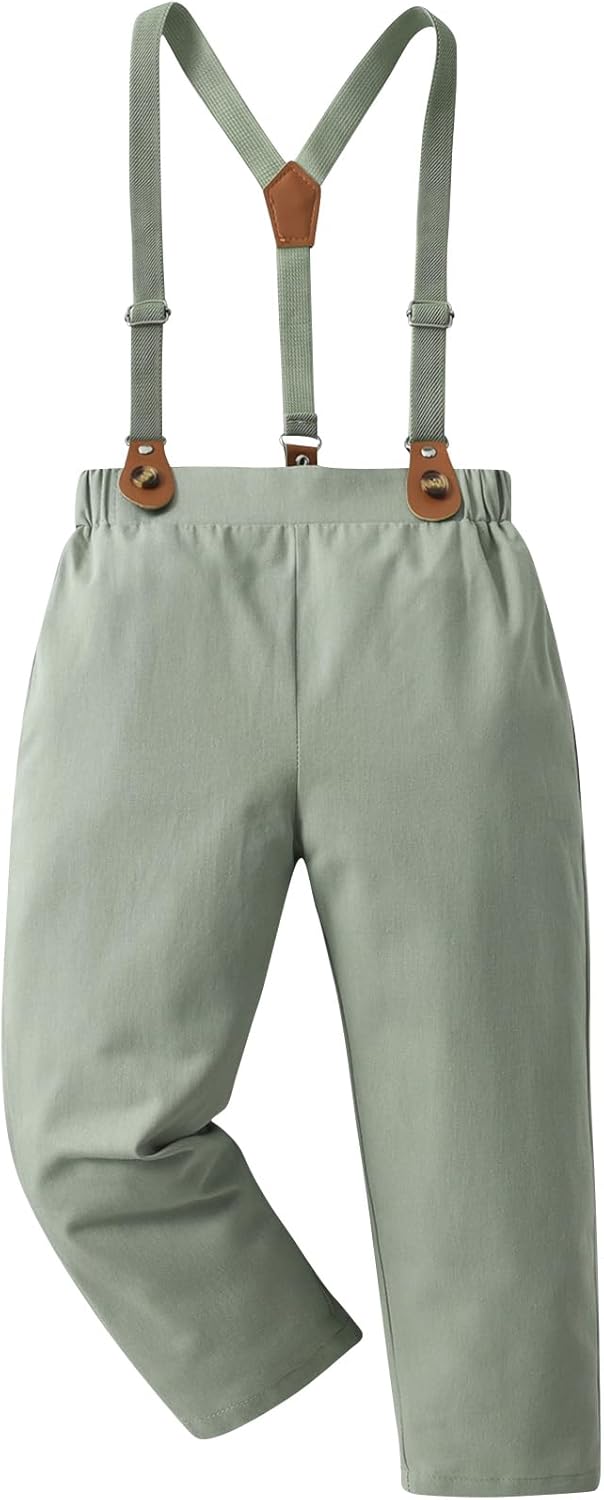 Boarnseorl Baby Boys Pants Sets,Toddler Gentleman Outfits, Infant Long Sleeve Shirt + Pants + Bow Tie + Suspenders - Image 7