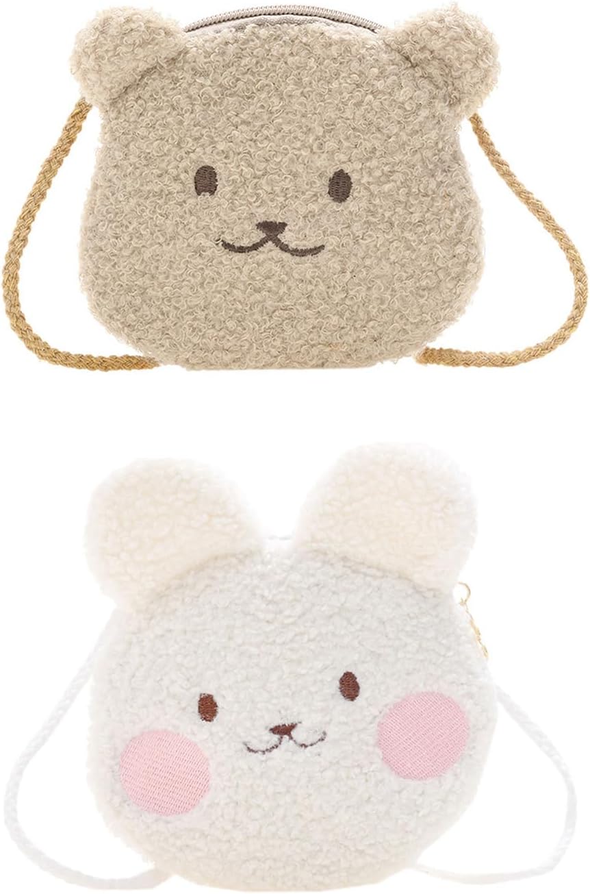 Cartoon Coin Pouches Purses Crossbody Bag Plush Purse Wallet Shoulder Bag Minis Handbag with Zippers for Boy Girl Cartoon Pouches with Zippers