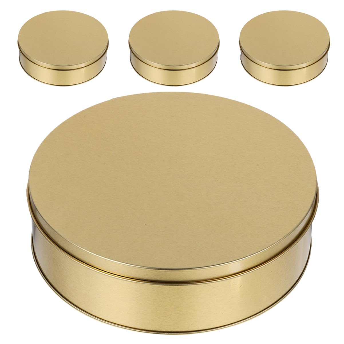 OUNONA Boîtes Métalliques Rondes Faciles à Nettoyer avec Couvercles Lot de 4 à Biscuits de Noël en Métal Doré lors des Fêtes de Noël pour Chocolats et Bonbons
