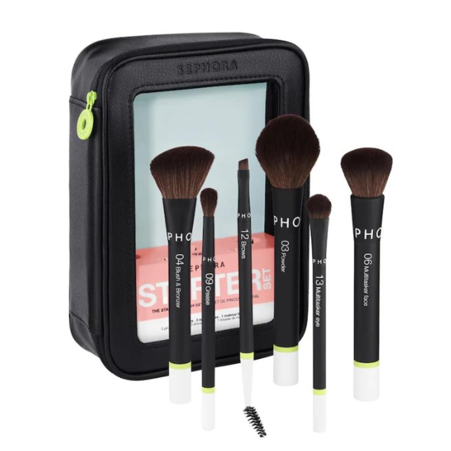 Sephora Favorites The Starter Brush Set - 3 Face Brushes - 3 Eye Brushes and 1 Makeup Bag