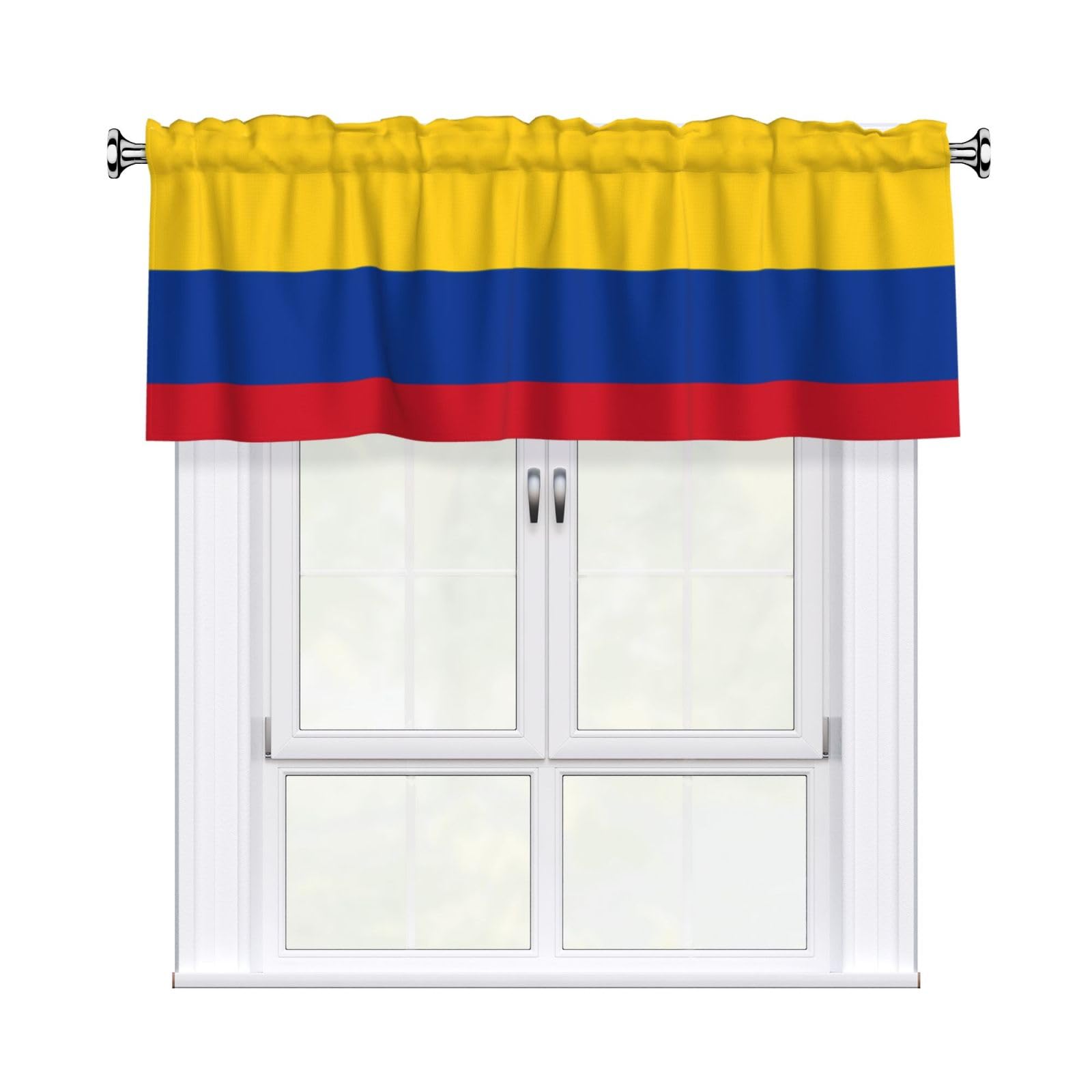 HJFCZH Flag of Colombia Prints Curtain Valance 54x18in - Peach Skin Kitchen Window Layer, Filtered Light & Quick-Install Rod Pocket Cover