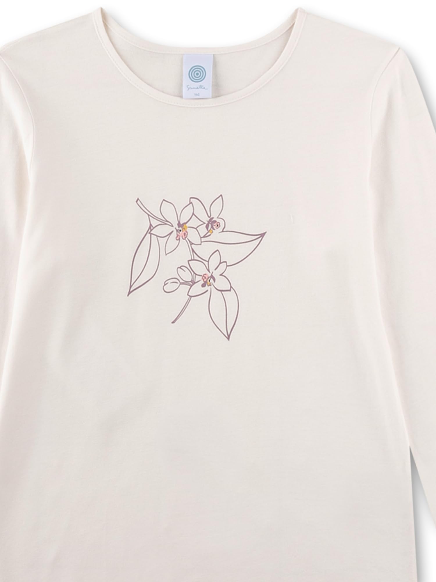 Sanetta Mädchen-Schlafanzug Langarm beige Blume | Hochwertiger und bequemer Schlafanzug aus Baumwoll-Modal-Mix.