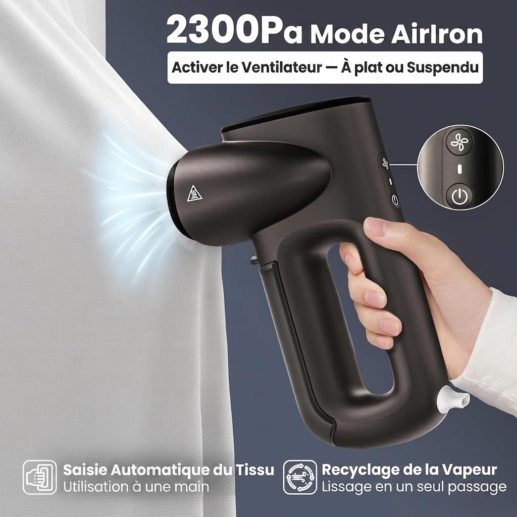 Neakasa Magic1 - Défroisseur vapeur vêtement - Aspiration + repassage vertical 1 main - Portable pour voyage - Prêt à porter sans trace eau - 220-240V(Anthracite)
