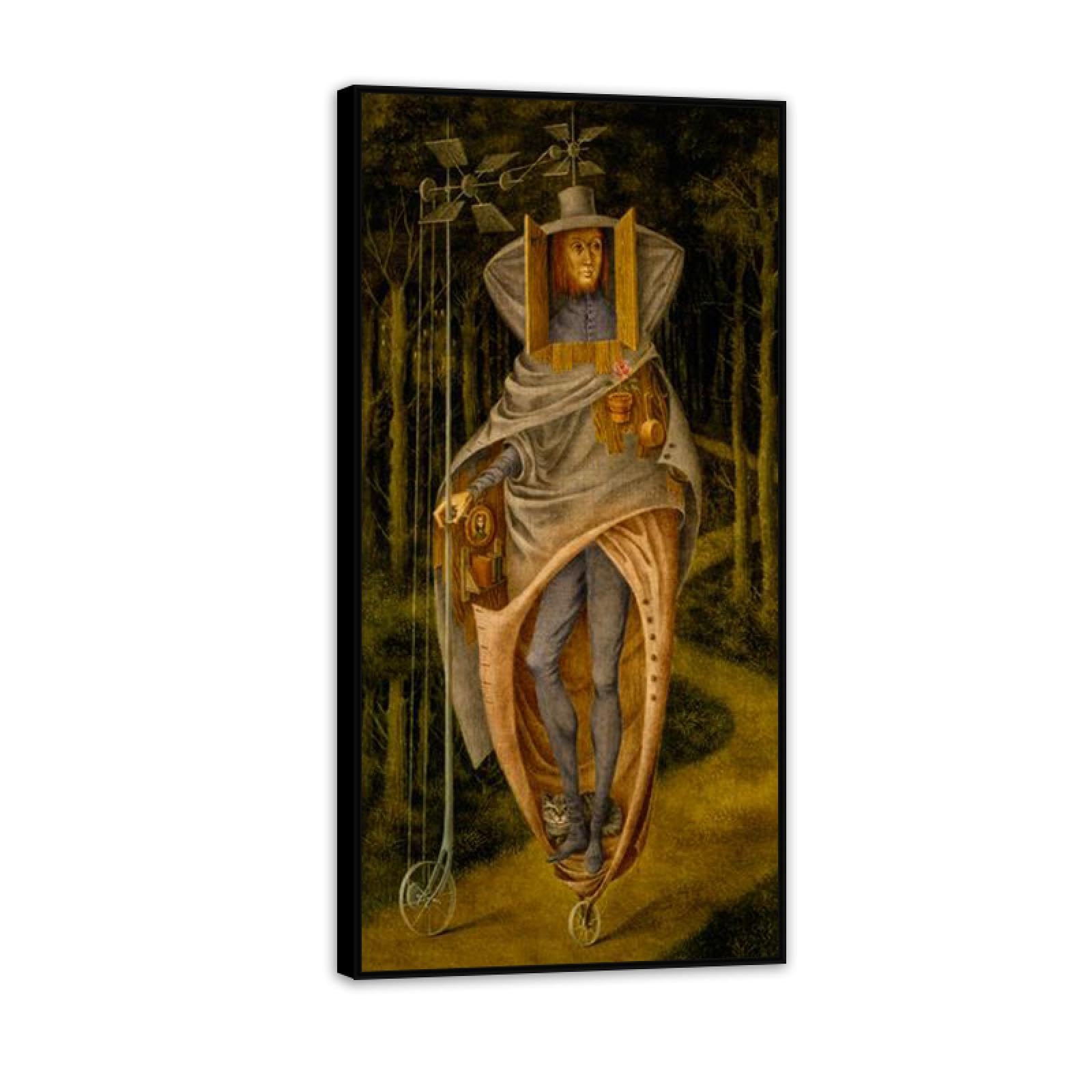 MYCGGDGH Remedios Varo Canvas Wall Art Reproductions of Famous Paintings Vagabond Surrealist Canvas Painting Wall Decor for Living Room Bedroom Home Decor 140x70cm(56x28in) Black Framed