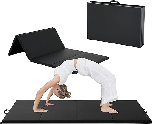 BLKMTY Colchonetas de gimnasia de 4 x 10 x 2 pulgadas, tapete plegable para niños, tapete de estiramiento para yoga, tapete de ejercicio de cuero,