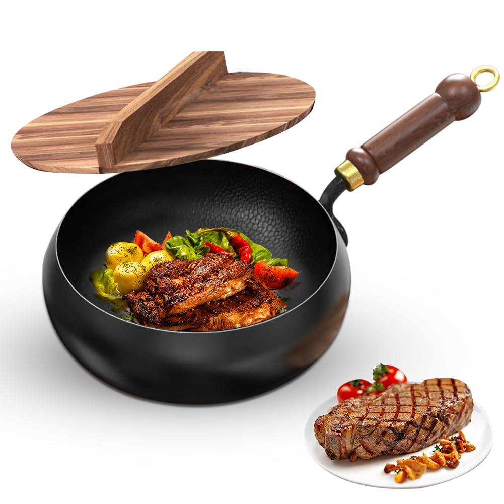 Padella Tradizionale in Ferro Forgiato a Mano Senza Rivestimento – Big Belly Padella Universale per Friggere, Saltare (26,5 cm) – Padelle in Ferro Forgiate a Mano