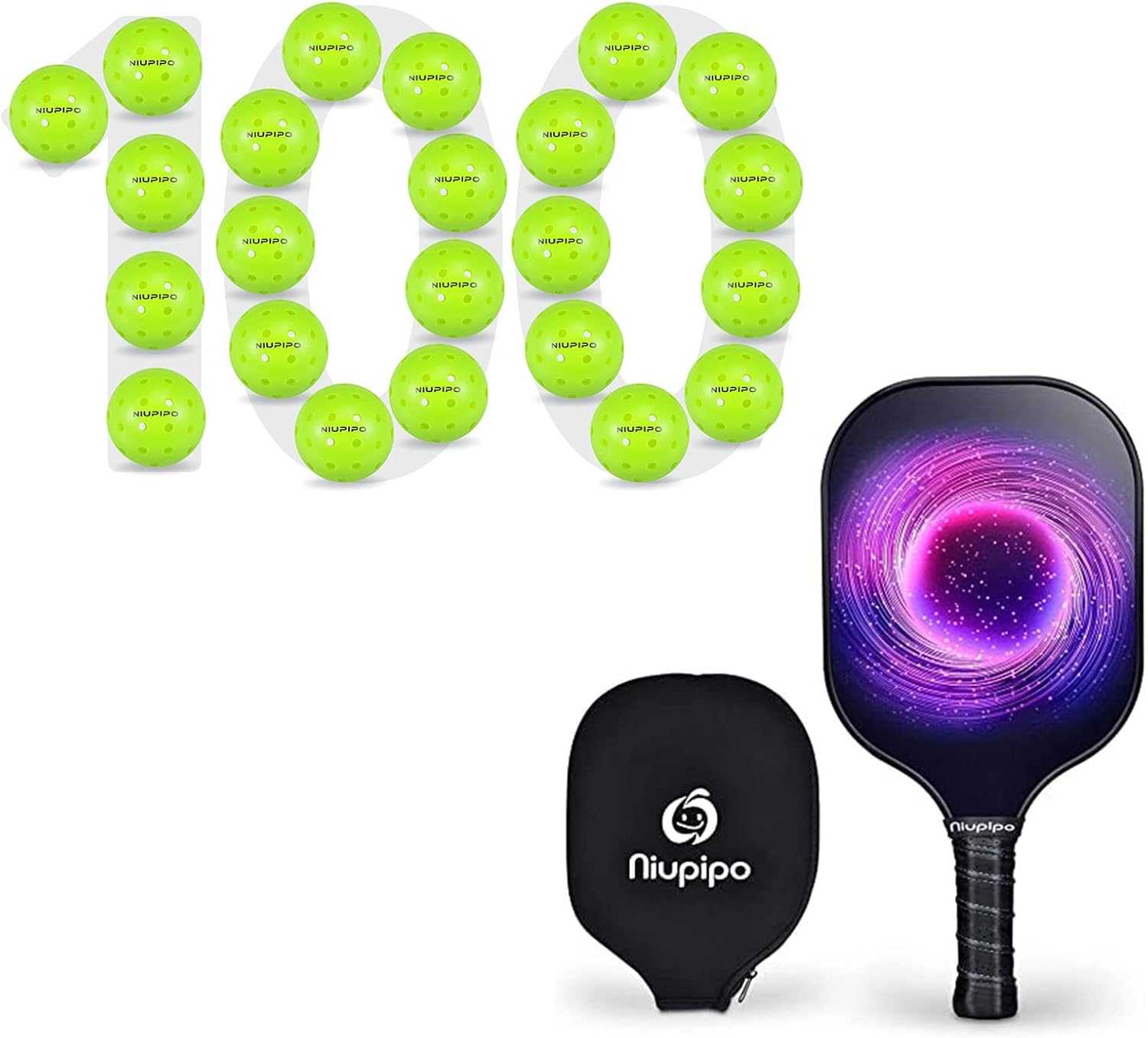 niupipo Pickleball Paddle Purple + 100 Pickleball Balls Pack Sports & Outdoors