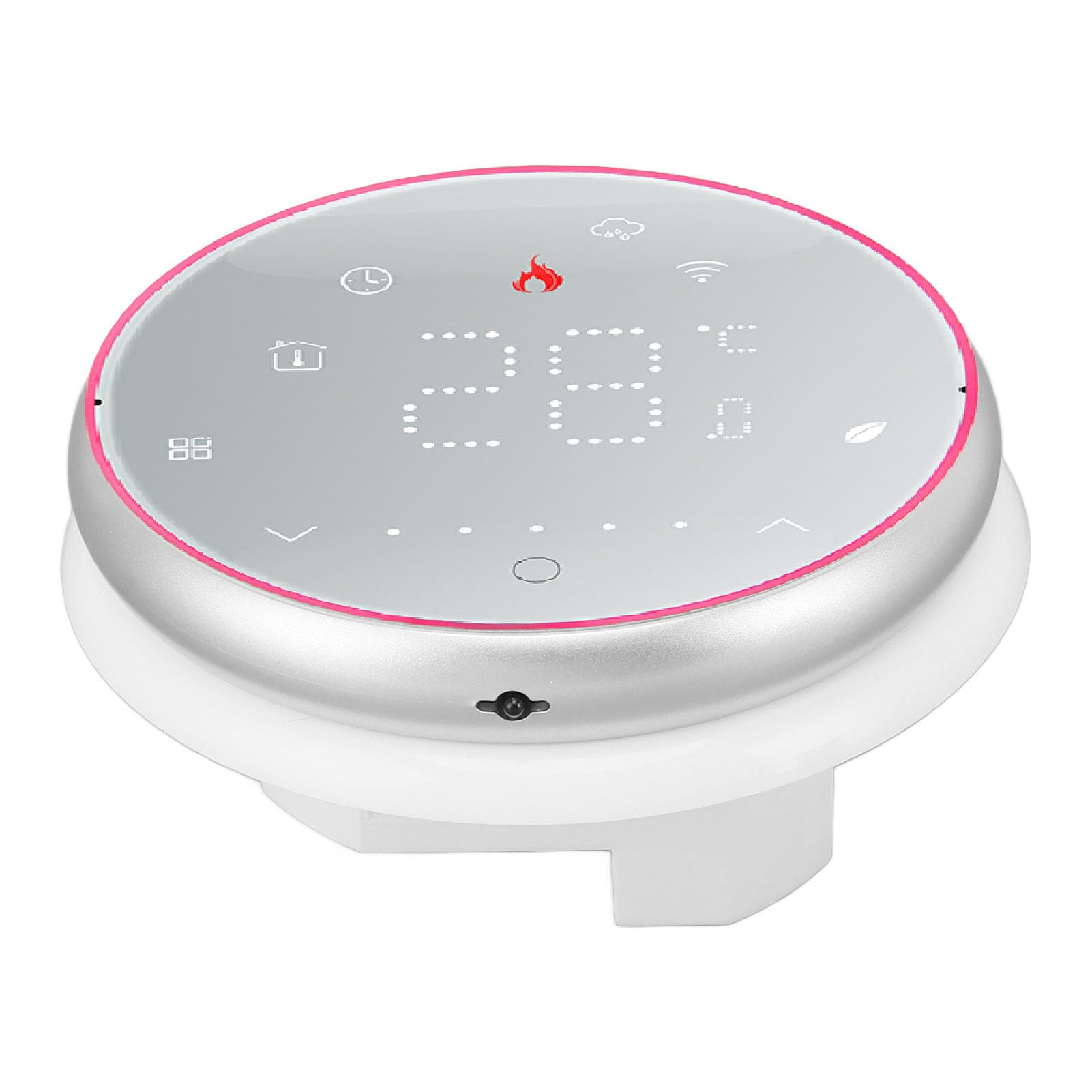 Termostato Inteligente Inalámbrico Termostato WiFi Programable Preciso para Calefacción y Refrigeración del Hogar, Control por Voz, Diseño Delgado, Base Redonda de 85 Mm (Blanco)