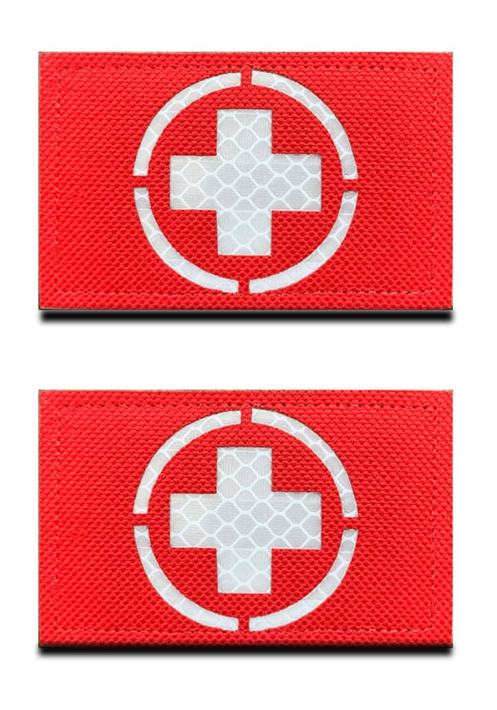 2 Toppe Riflettenti A Infrarossi MED/EMT Con Velcro, Morale Patch Per Soccorso, Zaini E Gilet Tattici