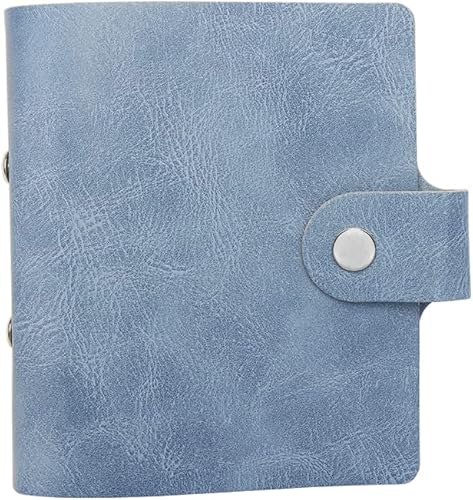 Mini carpeta azul tamaño mini carpeta de poliuretano mini 3 anillos cubierta de carpeta de anillo redondo de hojas sueltas con cierre de botón a