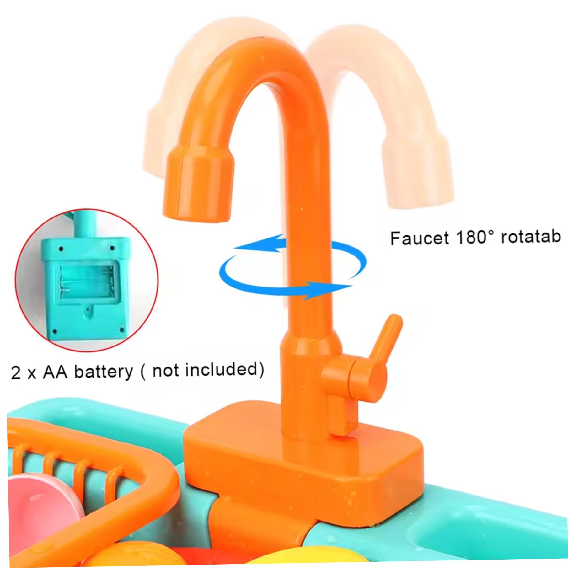 Toy Sink Faucet, 5.5x10.2x3 Plastic Replacement Kitchen Sink Toys Faucet, Playhouse Accessories for Boys Girls Toddlers — view 2