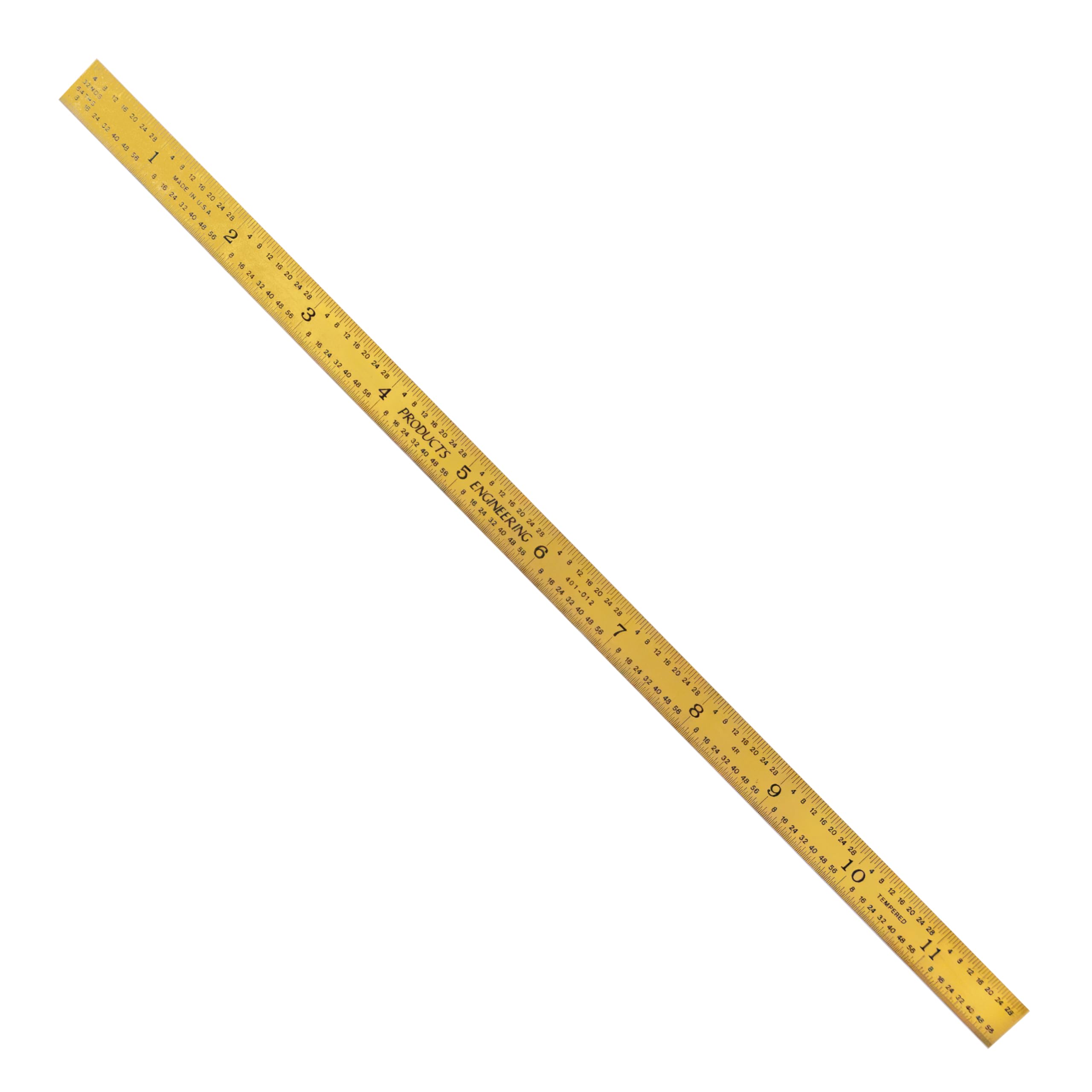 PEC Tools Règle flexible en acier inoxydable 4R de 30,5 cm, règle de machiniste, revêtement en nitrure de titane satiné, lettrage noir sur or, avec marquages 1/32", 1/64", 1/8" et 1/16", fabriquée aux