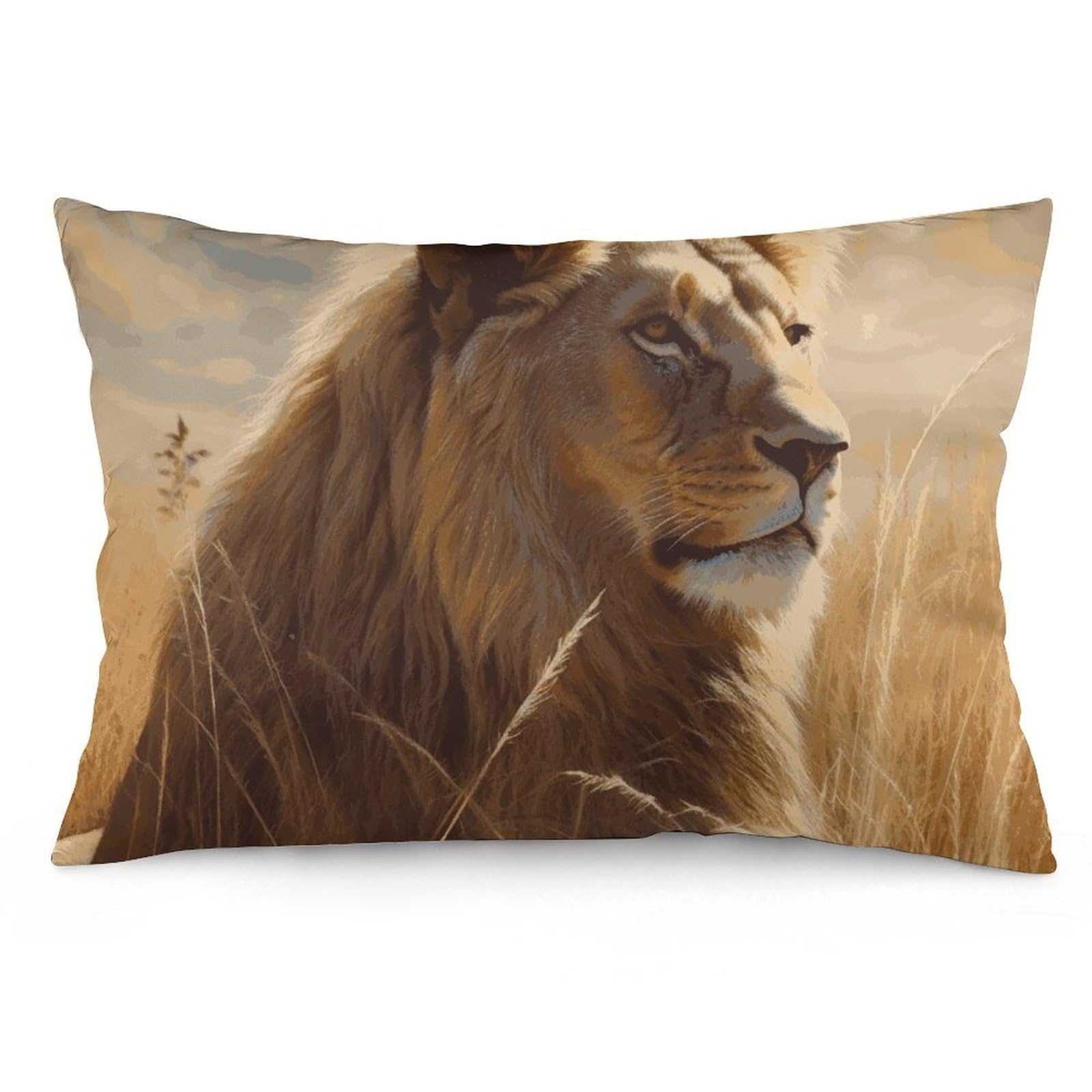 2 Pack Pillow Cases for Hair and Skin, Soft Breathable Pillow Case Covers with Hidden Zipper, Prairie Lion Pillowcase 12 "x20 Pillow Covers for Sleeping Gift