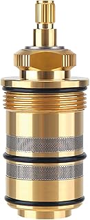 Thermostatic Ceramic Cartridge, Single Handle Ceramic Faucet Cartridges, Brass Ceramic Disc Cartridges Valve for Most Brands of Thermostatic Shower Taps (X08T)