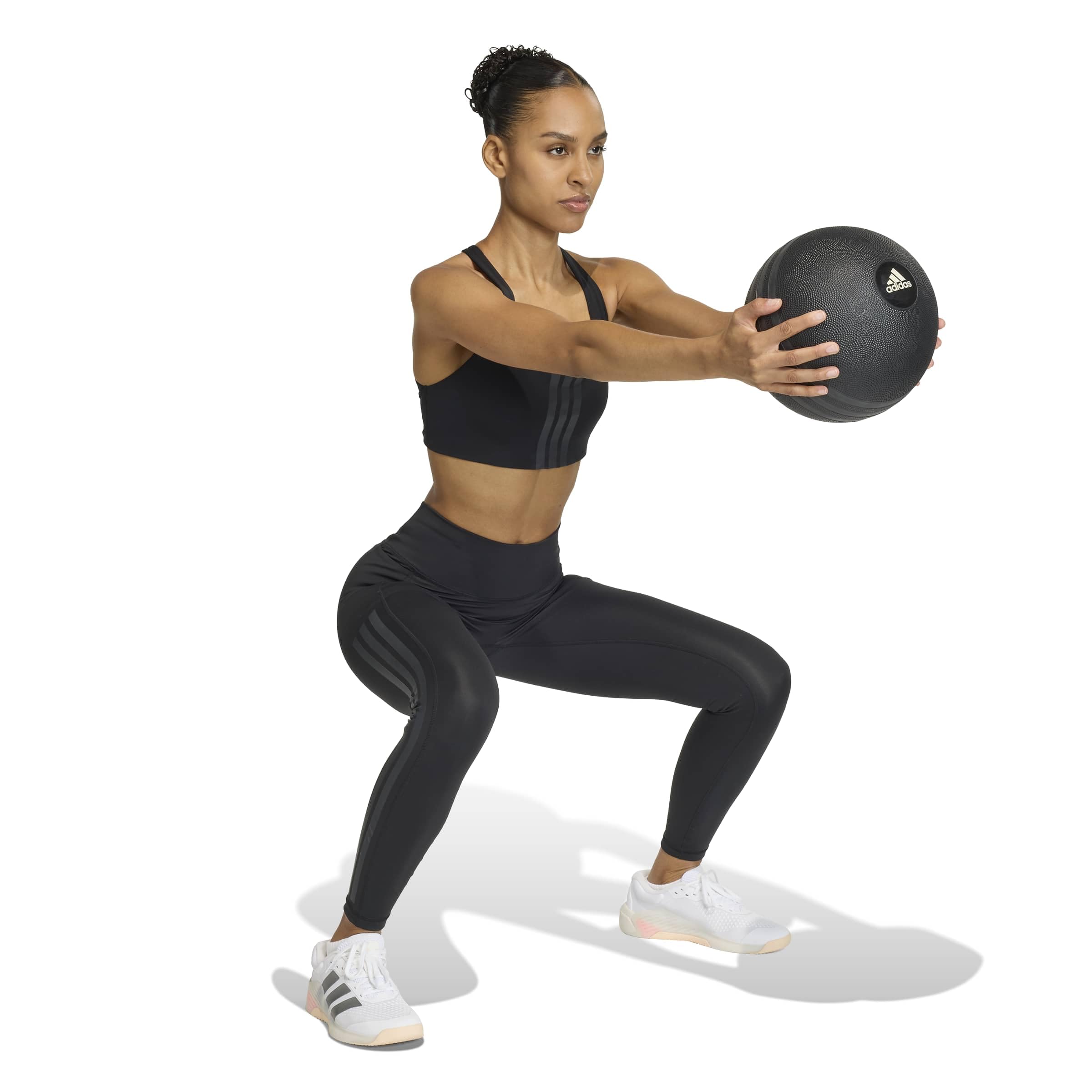 adidas Optime Workout 3-Stripes Medium Support Bra Reggiseno Sportivo Donna (Pacco da 1)