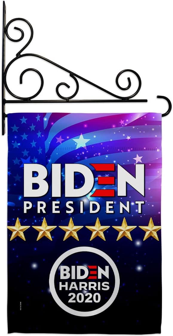 Biden Harris Garden Flag Set Wall Holder Patriotic President Democrat Republican Tea Party United State American Election Small Gift Yard House Banner Made In USA 13 X 18.5