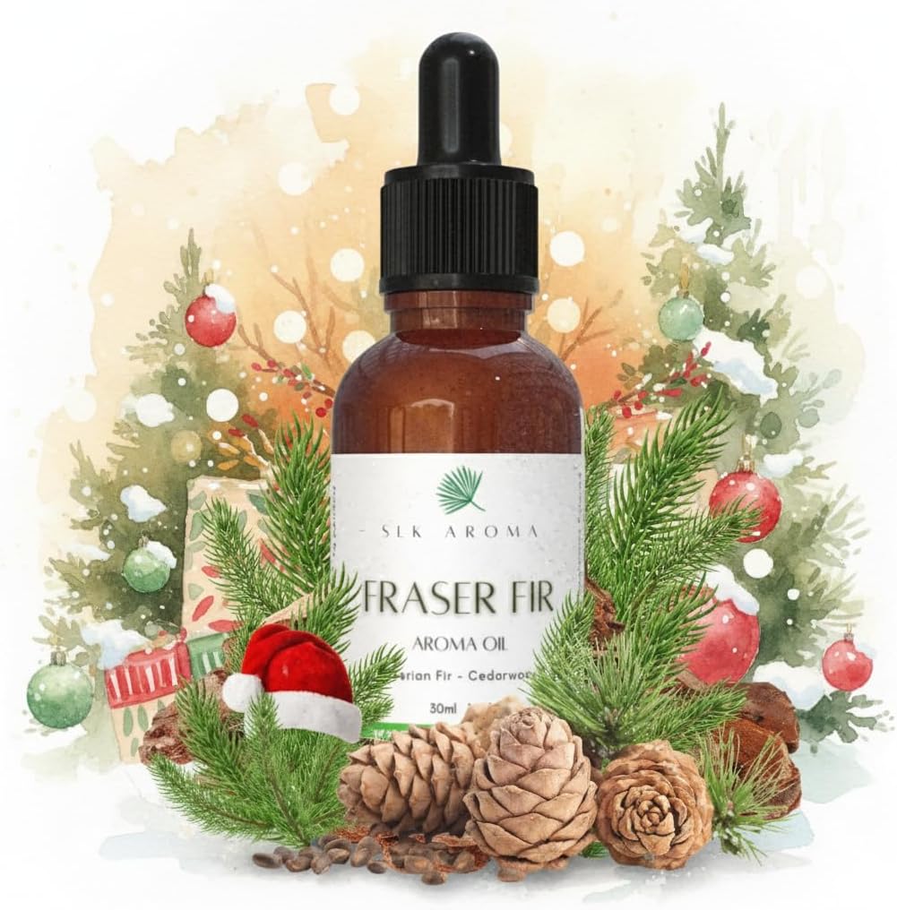 Fraser FIR Aroma Oil for Diffusers - The Fresh Smell of Christmas Trees and The Holidays - Niche Blend of Siberian Fir, Himalayan Cedar, Essential Oils - Great for Plastic Trees (30 ml)