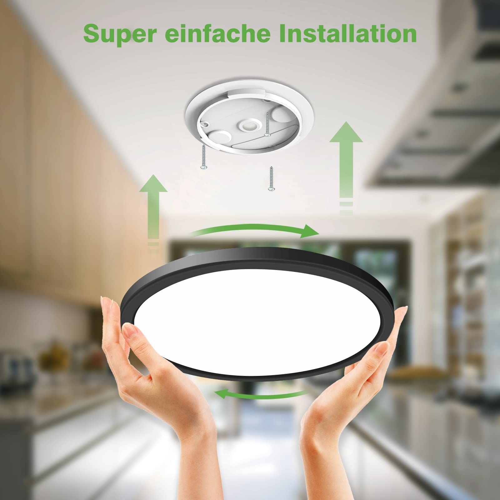 zemty Lampa sufitowa LED z czujnikiem ruchu 19 W, 4000 K, płaska lampa z czujnikiem ruchu wewnątrz, 22 cm, 1800 lm, okrągła lampa sufitowa, czujnik ruchu, IP44, lampa ścienna na balkon, piwnicę,