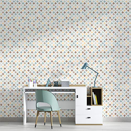 Image of DWELLSINDIA Geometric Pattern in Neutral Colors Self Adhesive Wallpaper Waterproof, Scratch Resistant, Laminated 41cm x 244cm