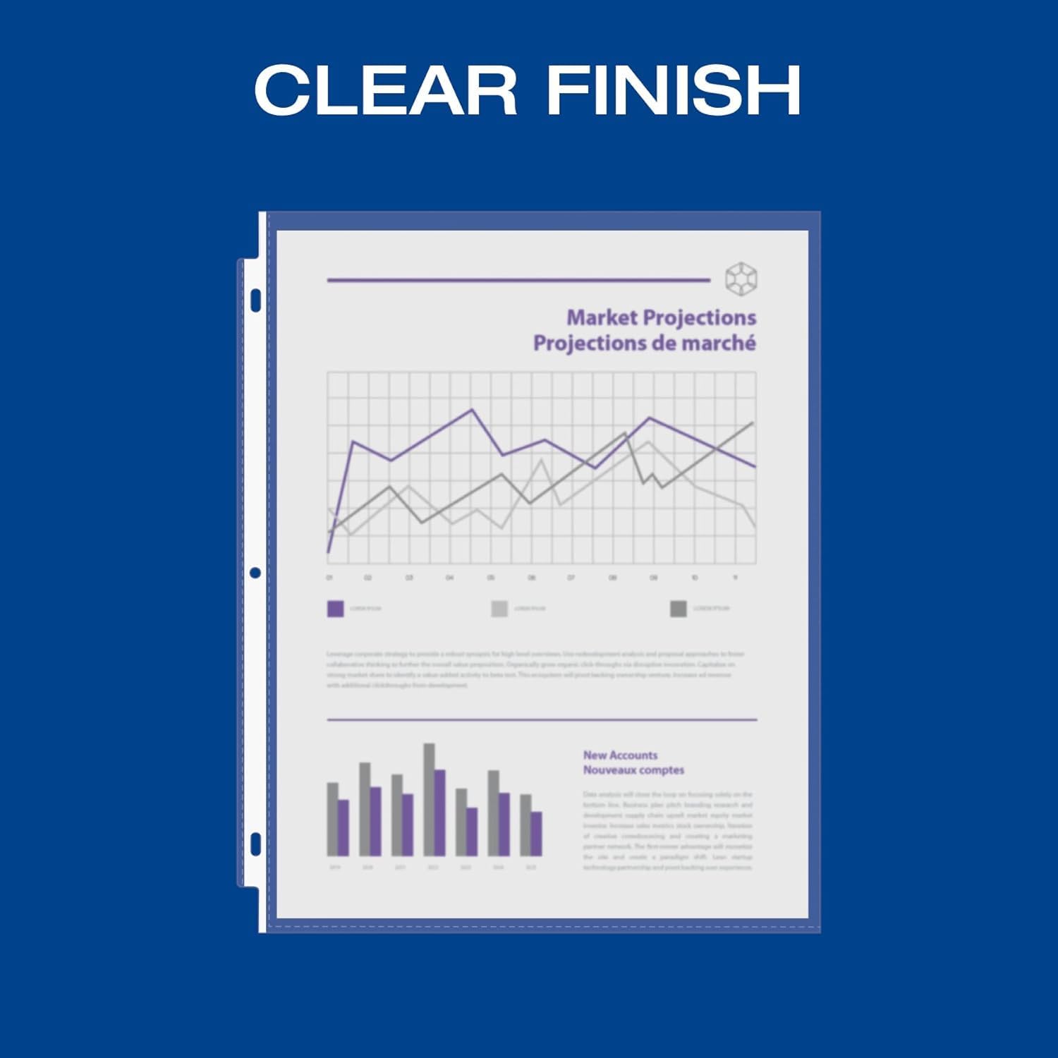 Oxford Sheet Protectors, Clear Finish, Page Protectors for 3 Ring Binder,Top Load, Letter Size Plastic Sleeves, Reinforced 3 Hole Punch for Binders, 1,000 per Box (33268)
