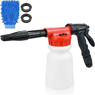 Snow Foam Gun, 1000ML High Pressure Hose Pipe Spray Gun Adjustable Foam Density Foam Gun, Snow Foam Lance for Cleaning Car Garden Watering Pet Bath Clean Windows(Red)